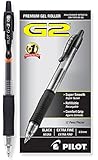 Pilot G2 Retractable Premium Gel Ink Roller Ball Pens, Extra Fine Point, Black Ink, Dozen Box (31002)