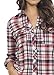 Women's Classic Collar Button Down Roll Up Long Sleeve Cotton Plaid Shirt
