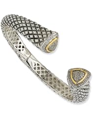 Sterling Silver w/14k 1/2ct. Diamond Hinged Cuff Bracelet