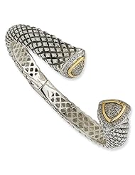 Sterling Silver and 14K Gold 0.63 Carat Diamond Bangle Bracelet
