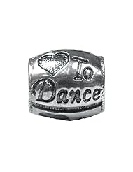 Zable (tm) Sterling Silver I Heart To Dance Pandora Compatible Bead / Charm
