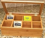 Lipper Divided Bamboo Tea Box with Clear Lid