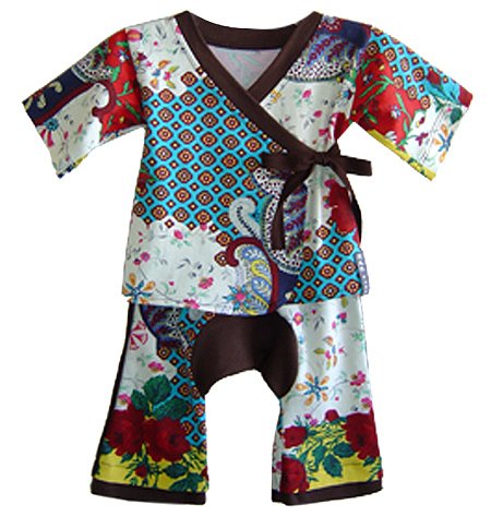 Dragon Tail Baby Flower Kimono Tee Set and Pant, 6-12M