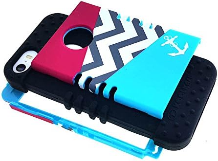 Apple iPhone 5/iPhone 5s case, Hybrid Rocker Series, 2 in 1 Soft&amp;Hard Rubber Hybrid Rocker CaseFor iPhone 5&amp; iPhone 5s (Trilogy Anchor Blue/Black)