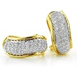 14K Yellow Gold Diamond Pave Earrings