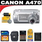 cheap Canon PowerShot A470 7MP Digital Camera with 3.4x Optical Zoom (Gray) + Deluxe DB ROTH Accessory Kit