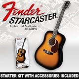 Beginner Guitar Kit - ACCOUSTIC - Fender Starcaster (COLOR: Sunburst) Includes Abalone Pick 3-Pack, String Set, Auto-Tuner, & Strap