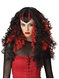 Red Black Vampire Wig Vampiress Theatre Costumes Accessory Gothic Curly Wig Widows Peak