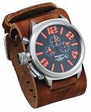 Nemesis #BKIN088KN Men's Russian Lefty Chronograph Wide Leather Cuff Band Watch