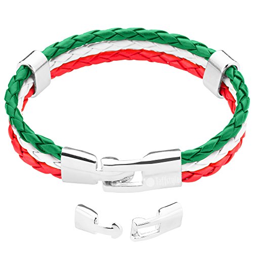 Taffstyle® Stylisches Armband PU Lederarmband Kordelarmband Fanartikel Fussball Weltmeisterschaft 2014 WM & EM Länder Flagge Style geflochten – Mexiko – 19cm