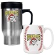 Pittsburgh Pirates MLB Stainless Steel Travel Mug & Gameball Ceramic Mug Set - Primary Logo by Great American Products