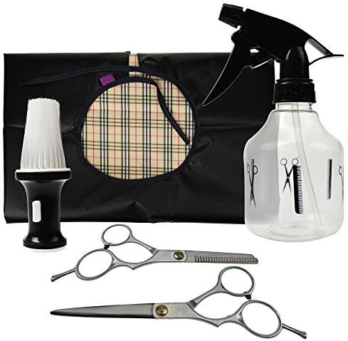 Hair Cutting Kit Includes Scissors, Thinning Scissors, Apron, Hair Cutting Neck Duster, and Spray Bottle