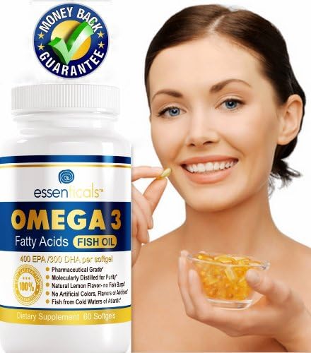 Essenticals Tm - Extra Strong Omega-3 Fatty Acids Supplement - For More Energy, Better Mood, Immune System Boost- Pharmaceutical Grade Fish Oil 800/600 Epa/Dha Formula - Emotional Health - Lower Triglycerides- No Artificial Flavor, Color, Sweetener