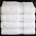 Luxury Hotel / Spa Collection - 4 piece White Terry Bath Towel Set - 100% Genuine Turkish Grown Cotton