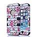 SudmanD® High Quality Peony Protective Shell/Case for Apple iPhone 5C, Super PC and Silicone 2 in 1 Carrying Case for Apple iPhone 5C. Quakeproof and Drop Resistance Protective Case for Apple iPhone 5C. (Black)
