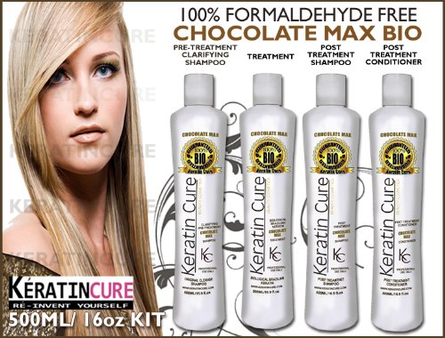 Keratin Brazilian Treatment KC Keratin Cure CHOCOLATE MAX BIO BRAZILIAN TREATEMENT WASH THE SAME DAY PROFESSIONAL STRAIGHTENER - ORGANIC SAFE COMPLETE 500ML16OZ KIT