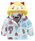 (トヨベイ)Toyobuy 可愛い 厚手 子供 中綿 コート アウター キッズ ブルゾン 女の子 フード付き ジャケット 男の子 ブルー 100