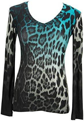 Ice By Iceberg Womens Graphic T-Shirt Size 40 Regular Animal Print Blue Viscose