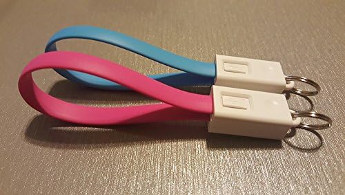 2-Piece Set Blue &amp; Fuchsia Pink Micro USB Keychains and Pull - Charge Android Devices on the Go!