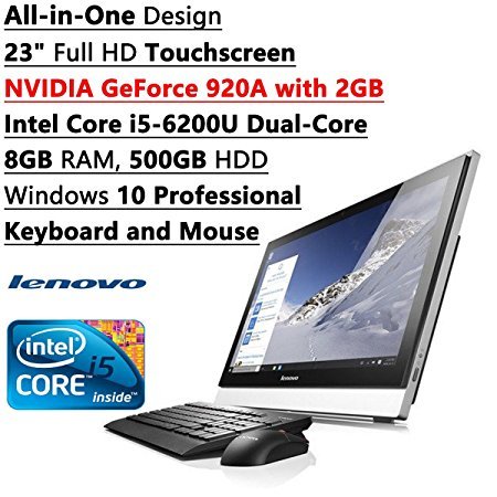 Newest Lenovo All-In-One Flagship High Performance 23 inch Full HD Touchscreen Laptop PC| Intel Core i5-6200U Dual-Core| NVIDIA GeForce 920A| 8GB RAM| 500GB HDD| Windows 10 Pro| Keyboard and Mouse