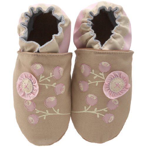 Robeez Soft Soles Kids' Organic Flowers Crib Shoe,Taupe,6-12 Months (2.5-4 M US Infant)