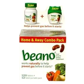 Beano Home and Away Combo Pack (120 Tablets Plus 12 Tablet Portable Pack) by Beano