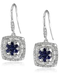 10k White Gold Created Sapphire and Diamond-Accented Dangle Earrings