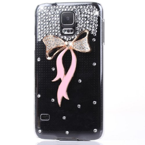EVTECH(TM) Full Rhinestones Bow Series Luxury Crystal Diamond Bling Design Hard Faceplate Protector Cover Case for Samsung Galaxy S5 I9600 Samsung Galaxy S5/ GS 5 AT&T G900A/ Sprint G900P/ Verizon G900V/ T-mobile G900T (100% Handcrafted)