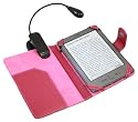 iTALKonline PadWear PINK Executive BOOK Wallet Case Cover Shield Slot with Flexible Neck Clip On LED White Reading Light for Amazon Kindle 4 (4G) Global Wireless 3G 6" 6 inch 2011 Model