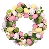 Easter Egg Wreath in Pink Green 12''