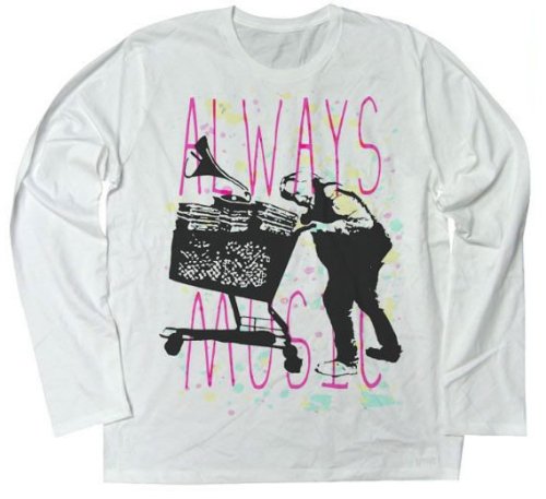 DIYな手作り感のある、アーティスティックな雰囲気漂う一枚 ロングスリーブ Tシャツ music