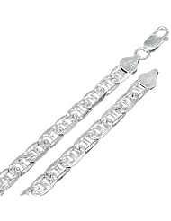 6.5MM Thick - Diamond-Cut Mariner Link Anchor Chain Necklace/Bracelet - Genuine .925 Solid Sterling Silver