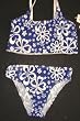 Girls 2 PC Crop Top Bikini - Navy/White Floral