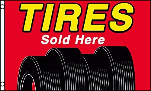 TIRES SOLD HERE FLAG, 3'X5' tire sales sign banner