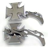 Harley Davidson Chrome Billet Maltese Cross Mirrors