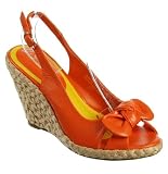 Blossom Perla-16 Raffia Wedge Sandal - Orange