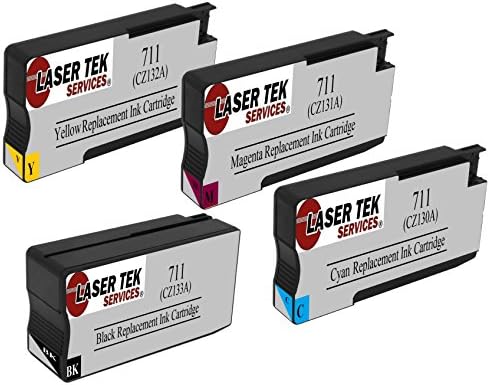 Laser Tek ServicesCompatible High Yield Ink Cartridge Replacement for HP 711XL CZ133A CZ130A CZ131A CZ131A Works with HP DesignJet T120 T125 T130 T520 Printers (Black, Cyan, Magenta, Yellow, 5 Pack)