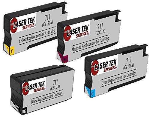 Laser Tek ServicesCompatible High Yield Ink Cartridge Replacement for HP 711XL CZ133A CZ130A CZ131A CZ131A Works with HP DesignJet T120 T125 T130 T520 Printers (Black, Cyan, Magenta, Yellow, 5 Pack)