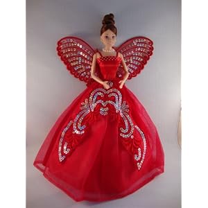 Brilliant Red Ball Gown with Butterfly Wings Made for the Barbie Doll by Olivia's Doll Closet