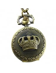 Youyoupifa Wholesale 5pcs/lot Unique Retro Design Bronze Crown Pattern Cover Full Hunter Design Quartz Pocket Watch NBW0PD7107-CO3