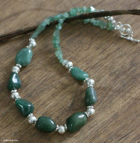 Jade necklace, 'Green Sea'