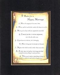 Touching and Heartfelt Poem for Home - Poem for Homes - 9 Rules for a Happy Marriage . . . Poem on 11 x 14 inches Double Beveled Matting