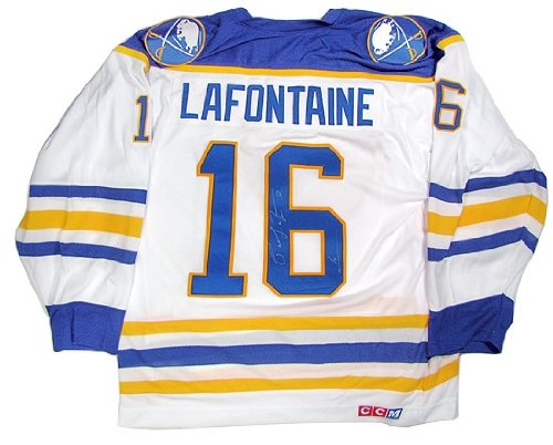 Pat LaFontaine Autographed Buffalo Sabres Throwback White Jersey