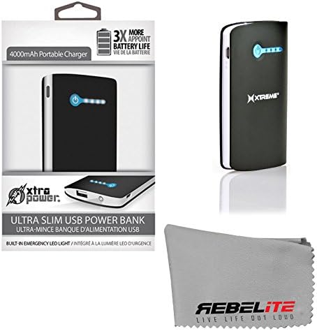 Ultra Slim 4000mAh Rechargeable Power Bank With USB & Micro USB Port + Flashlight For iPad 2/3, Air, Mini, iPhone 6, 5S, 5C, 5, 4S, Galaxy S5, S4, S3, Note 3, 4, Nexus 4, 5, 7, 10, HTC One, One 2 (M8), Microsoft Surface Pro 3, Kindle Fire, Voyage & Paperwhite, Motorola Droid, LG Optimus, Nokia Lumia 520, 920,1020, 1520, MOTO X, G, PS Vita 2, LG, GoPro HERO4 SILVER, Hero4 Black, HERO3+ Silver, Hero3+ Black, Hero3, Blackberry Q10, Z10, Z30, Passport, 9900 & more - Black