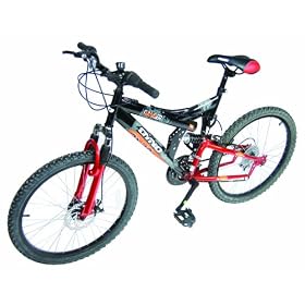 Dyno Ranger Boys Dual Suspension Mountain Bike  - Red/Black, 24-inch