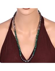 Sterling Silver Diamond Pave Real Gemstone Beads Necklace Fashion Jewelry