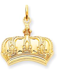 14k Yellow or White Gold Fleur De Lis Crown Charm