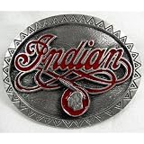 Indian Script Western Border Enamel Pewter Motorcycle Belt Buckle by LadyM Buckles