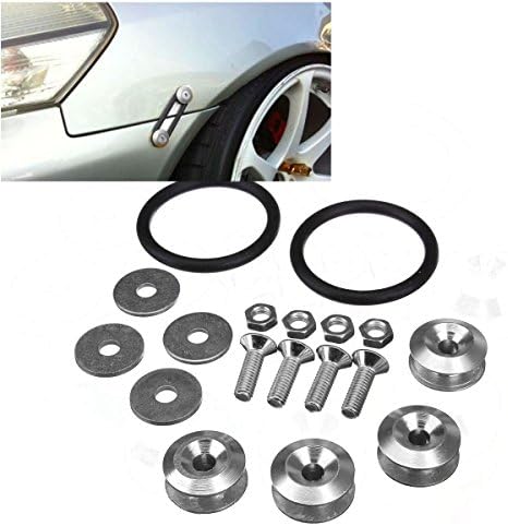 Car Truck Aluminium Quick Release Fasteners Kit Tool for Bumper Trunk JDM Silver