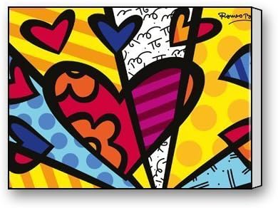 ArtShop Gallery Wrapped Romero Britto Heart Painting Custom Modern Art Painting Wall Decor Canvas Print